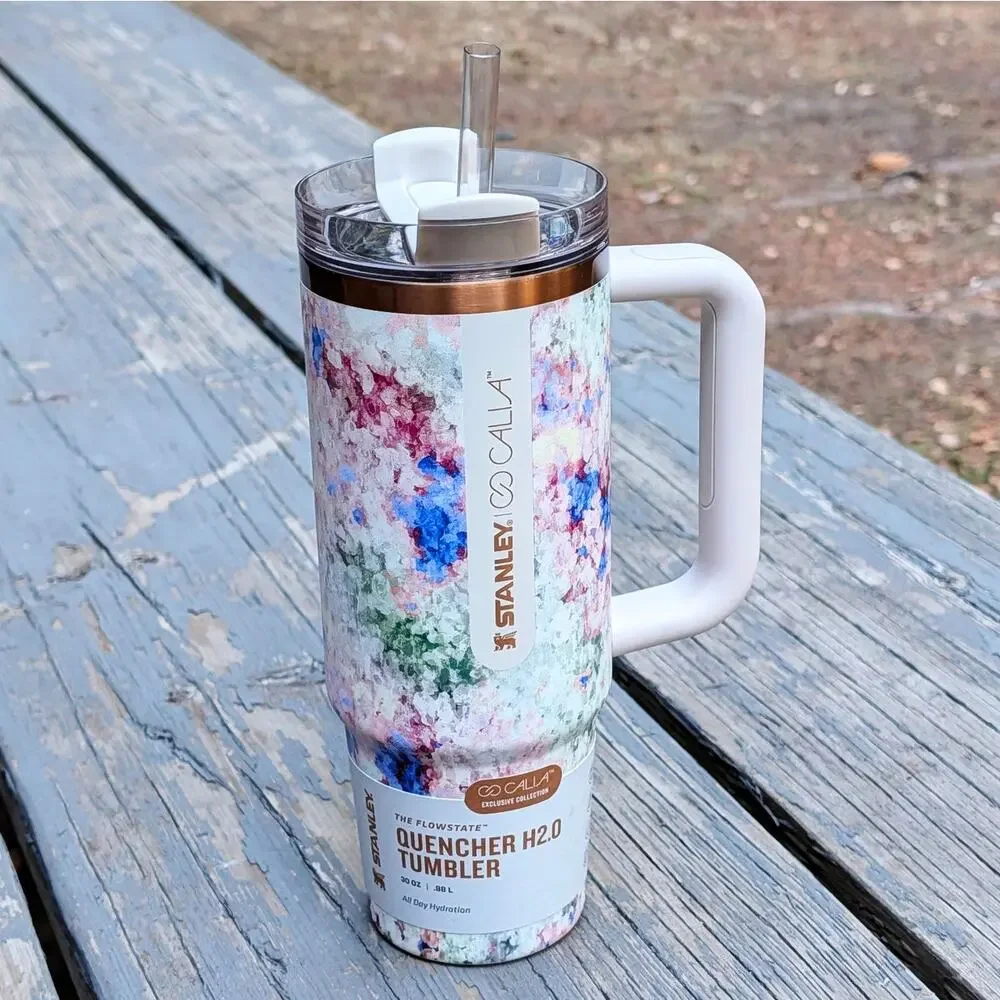 NEW Stanley Quencher H2.0 30oz Tumbler CALIA Exclusive Watercolor Floral Cup - Picture 9 of 9